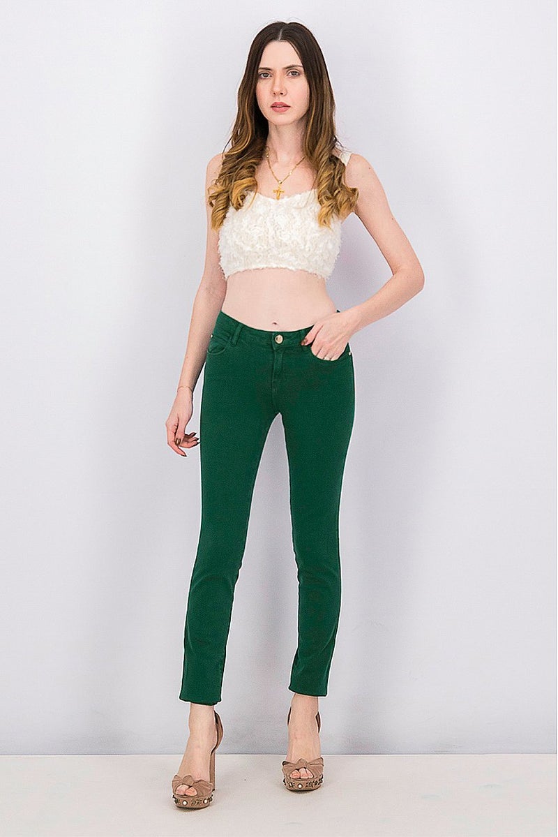 GUESS Women Skinny Fit Curve X Five Pocket Mid Jeans, Green - Image 4