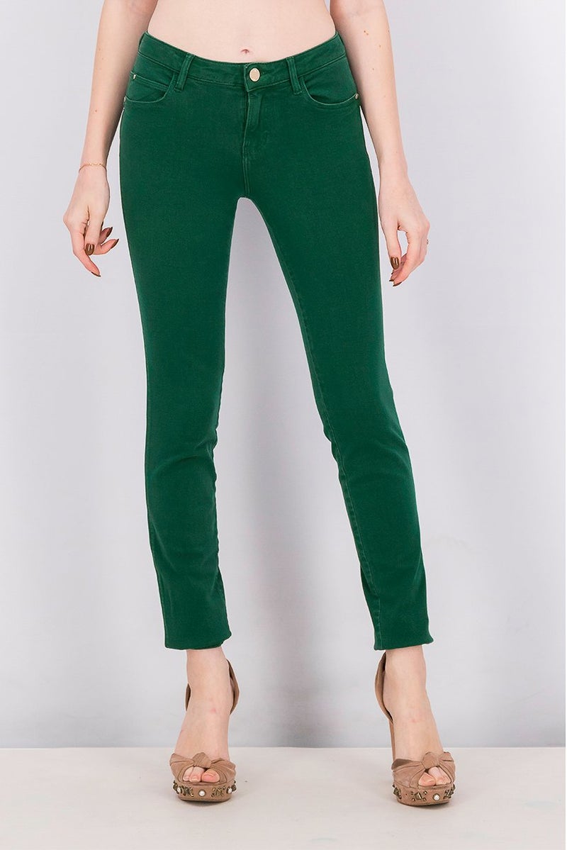 GUESS Women Skinny Fit Curve X Five Pocket Mid Jeans, Green - Image 1