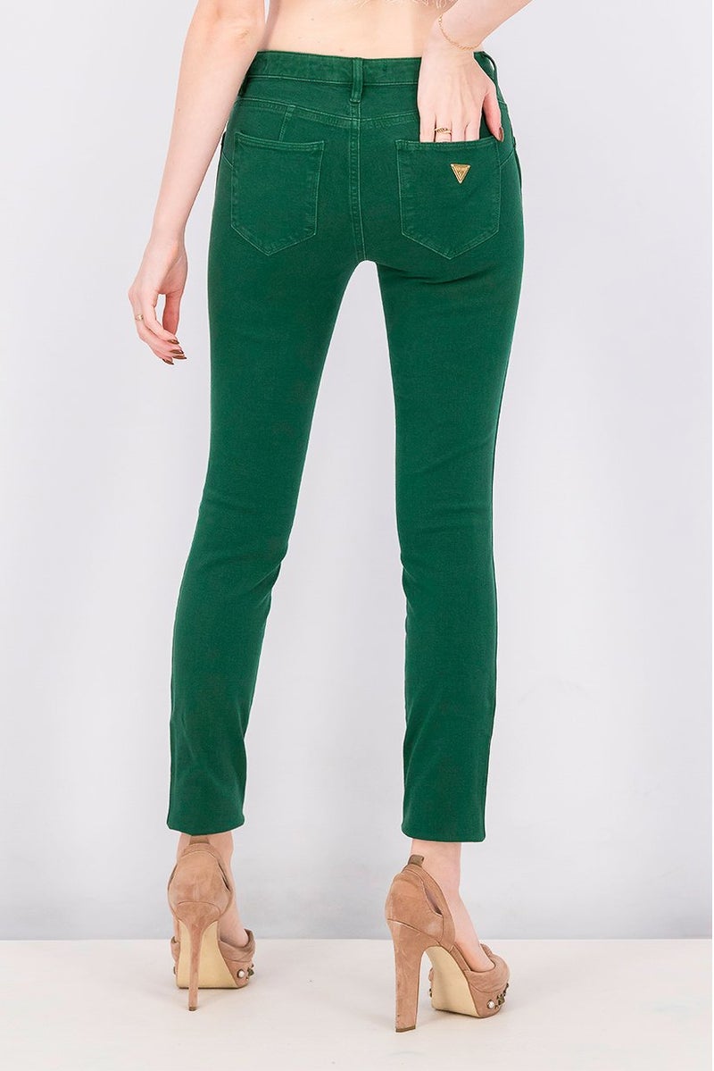 GUESS Women Skinny Fit Curve X Five Pocket Mid Jeans, Green - Image 3