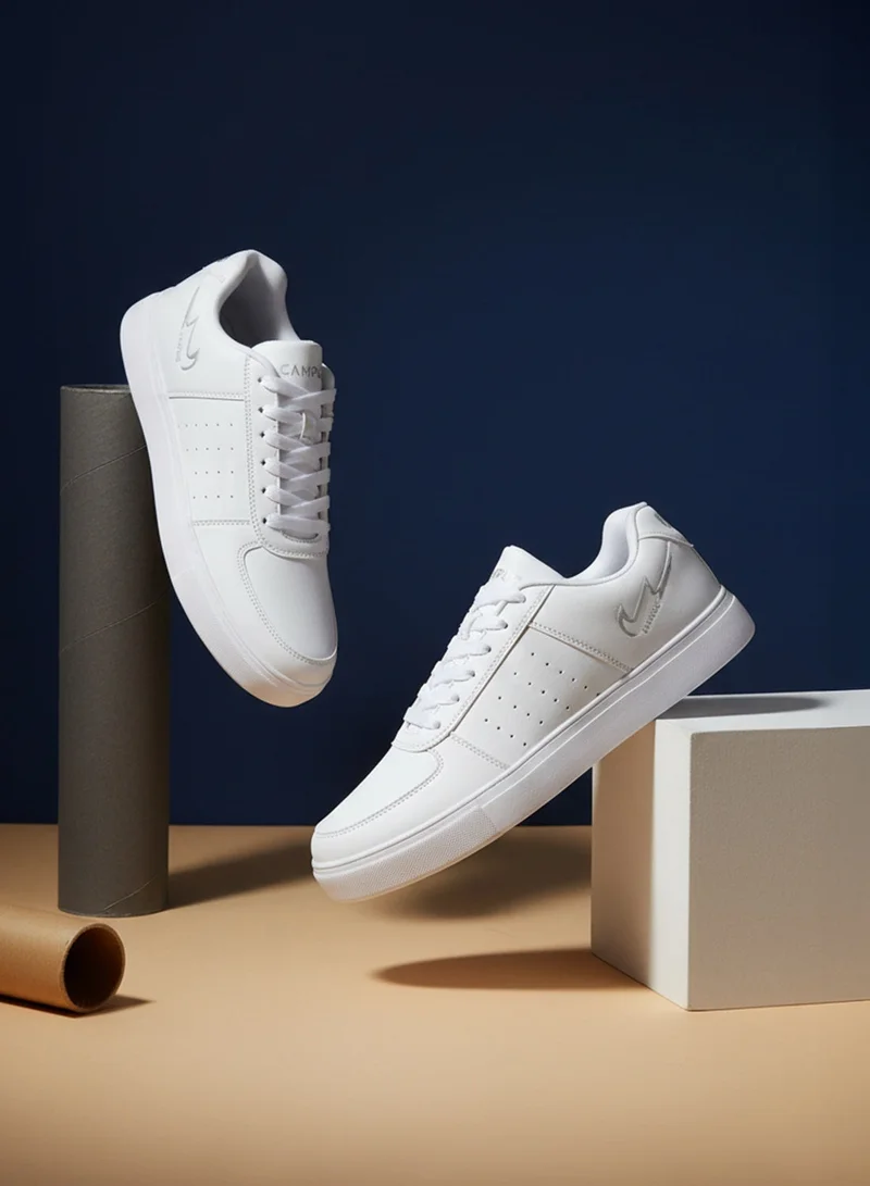 كامبس أحذية رياضية رجالية بيضاء قصيرة بتصميم عصري بسيط