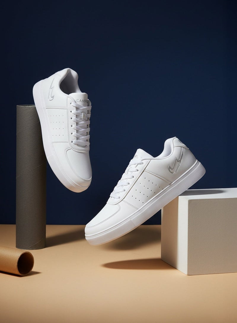 كامبس أحذية رياضية رجالية بيضاء قصيرة بتصميم عصري بسيط - Image 2