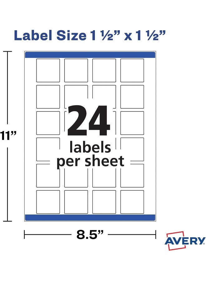 Avery Printable Blank Square Labels, 1.5" x 1.5", Matte White, 600 Customizable Labels - Image 5