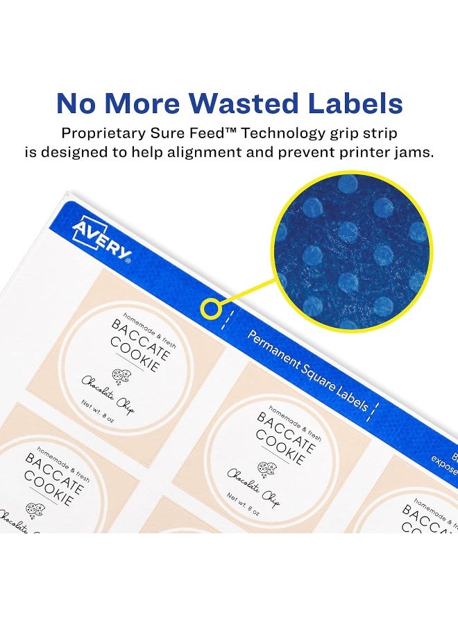 Avery Printable Blank Square Labels, 1.5" x 1.5", Matte White, 600 Customizable Labels - Image 3