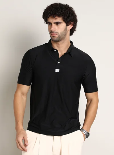 كامبوس سوترا Men's Obsidian Black Seamless Solid Polo T-Shirt