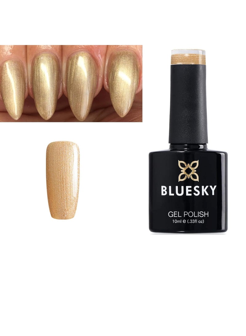 بلو سكاي طلاء أظافر جل ذهبي غبار معدني بلون الشمبانيا الذهبي BP03 مع خاصية امتصاص الأشعة فوق البنفسجية LED 10 مل - Image 1