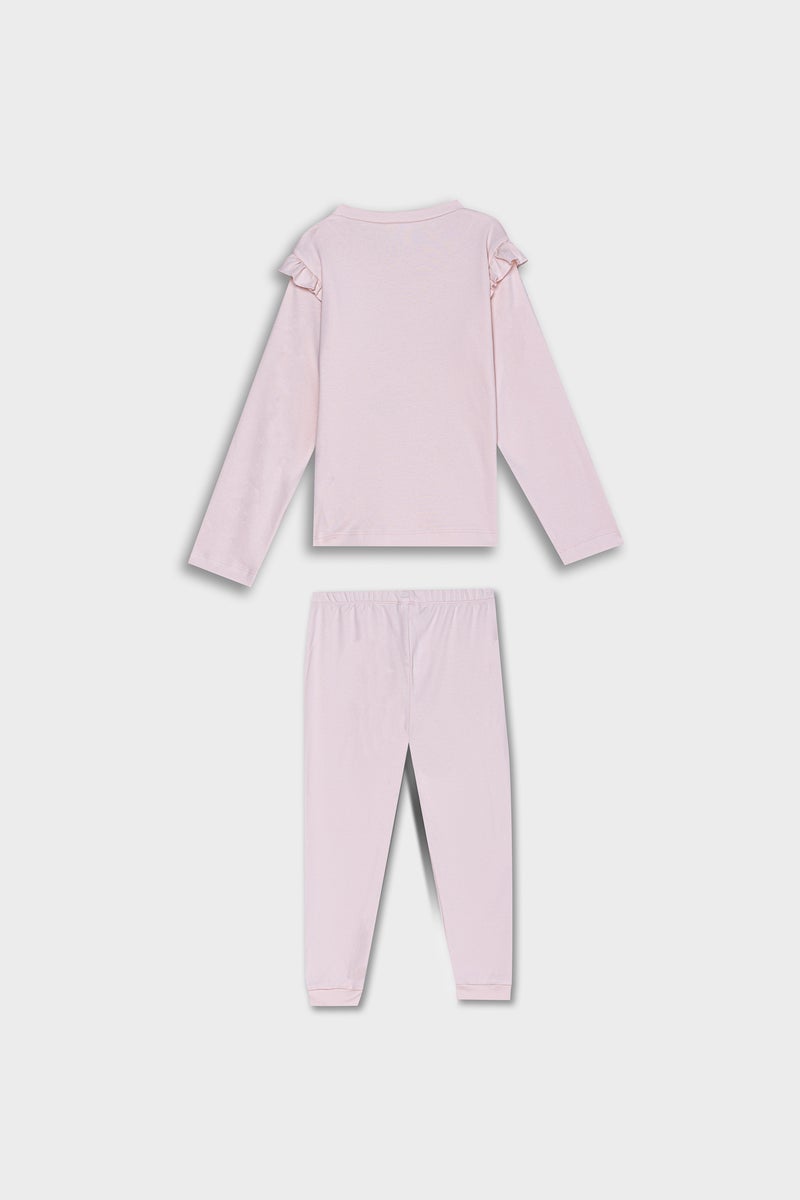 ديفاكتو طقم بيجاما بيبي بناتي بطبعة باليه قصة عادية - قطعتين - Image 3