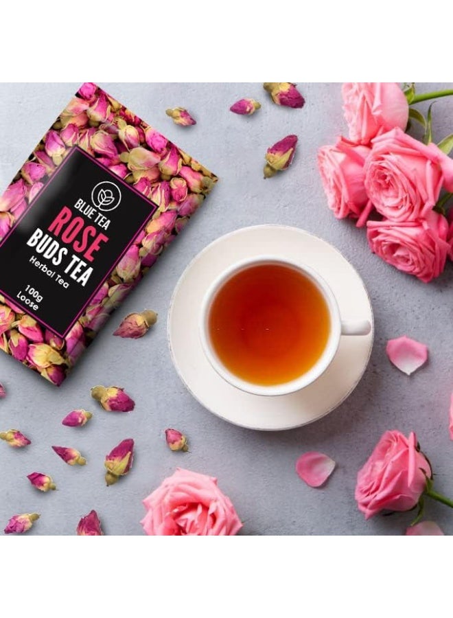 الشاي الأزرق شاي أزرق شاي براعم الورد 100 جرام | 100 كوب | غني بفيتامين سي للشعر والبشرة | شاي أعشاب من الزهور | غير مر | نباتي | غير معدل وراثيًا | حزمة سحاب - Image 3