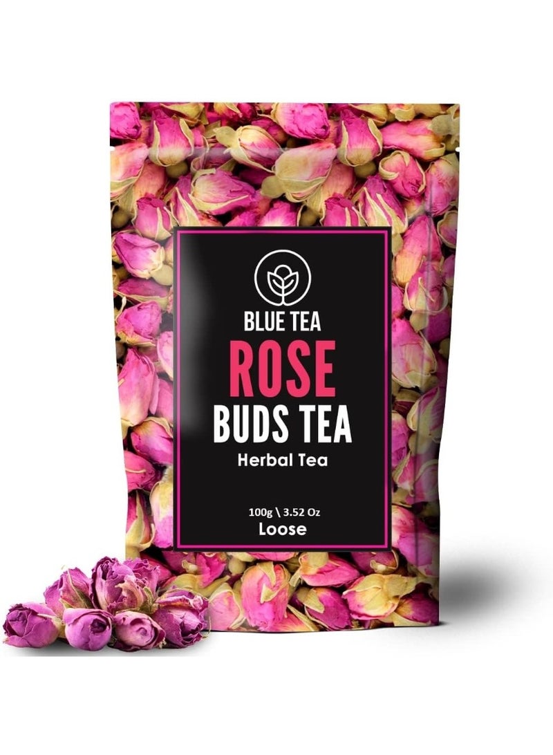 الشاي الأزرق شاي أزرق شاي براعم الورد 100 جرام | 100 كوب | غني بفيتامين سي للشعر والبشرة | شاي أعشاب من الزهور | غير مر | نباتي | غير معدل وراثيًا | حزمة سحاب - Image 1
