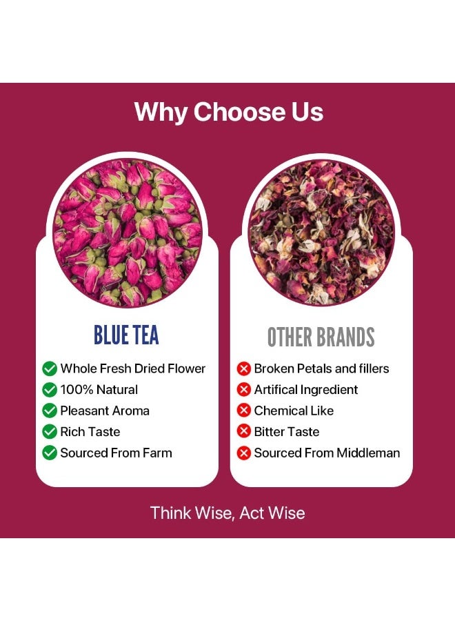 الشاي الأزرق شاي أزرق شاي براعم الورد 100 جرام | 100 كوب | غني بفيتامين سي للشعر والبشرة | شاي أعشاب من الزهور | غير مر | نباتي | غير معدل وراثيًا | حزمة سحاب - Image 4