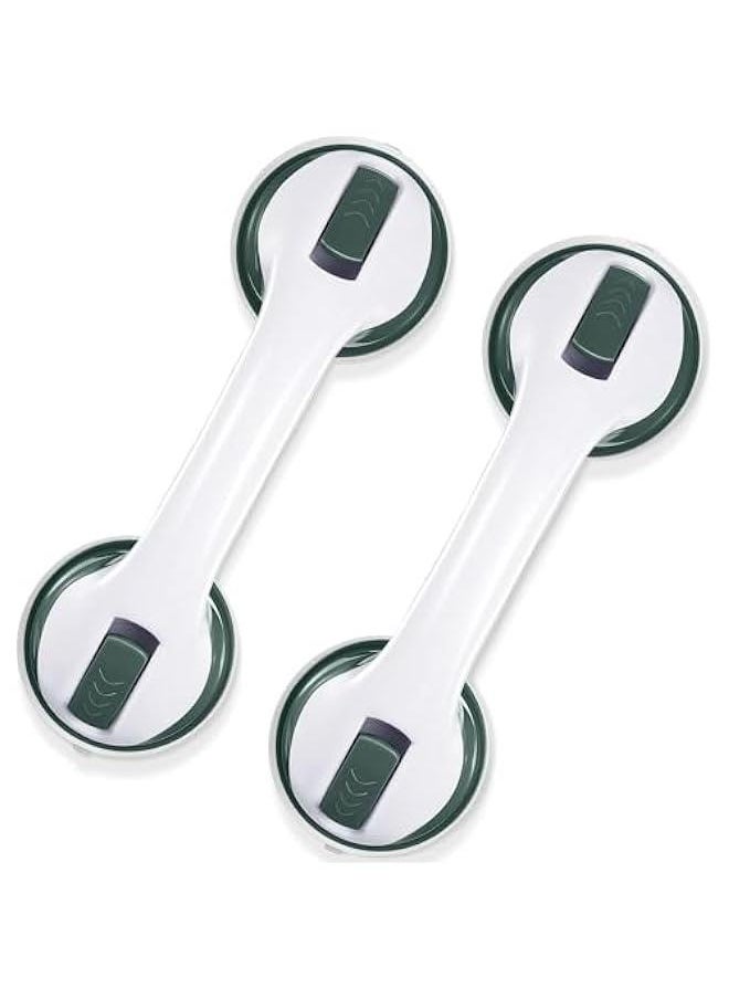 HOOKOR - 2 Pack Grab Bars for Shower, 12 Inch Shower Handle Strong Suction Shower Grab Bar for Shower Chair Stool, Bathroom Safety Bar for Seniors, Elderly, Handicap (Green) - Image 1