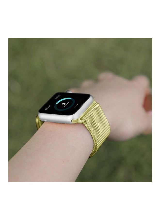 NIBEMINENT - Milanese Loop Magnetic Stainless Steel Watchband Yellow - Image 1