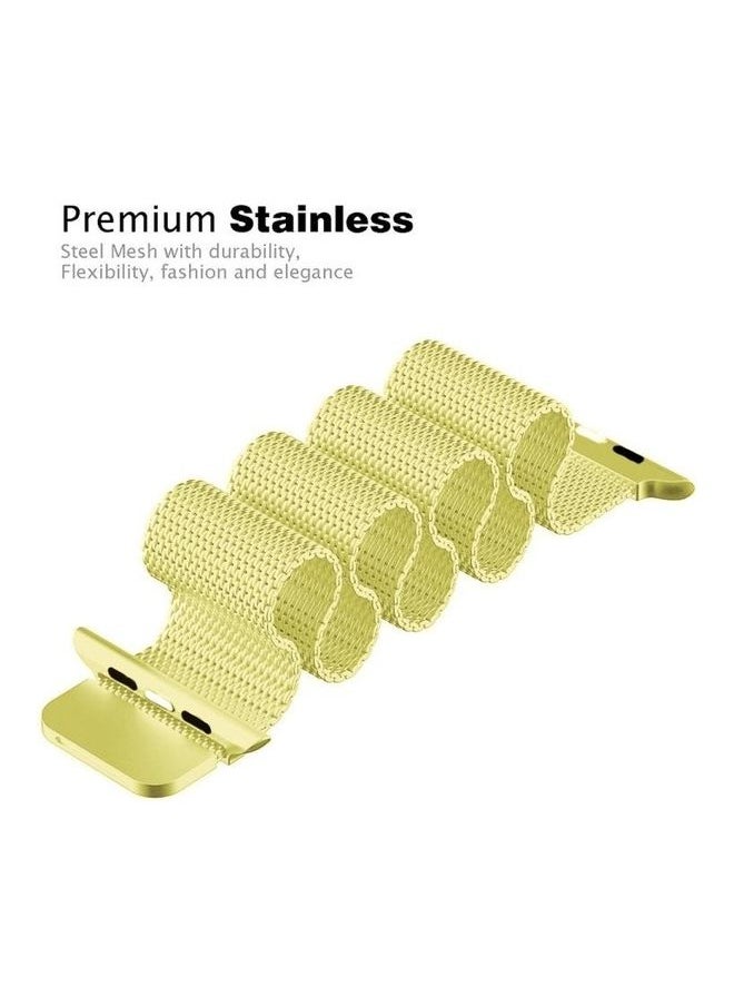 NIBEMINENT - Milanese Loop Magnetic Stainless Steel Watchband Yellow - Image 1