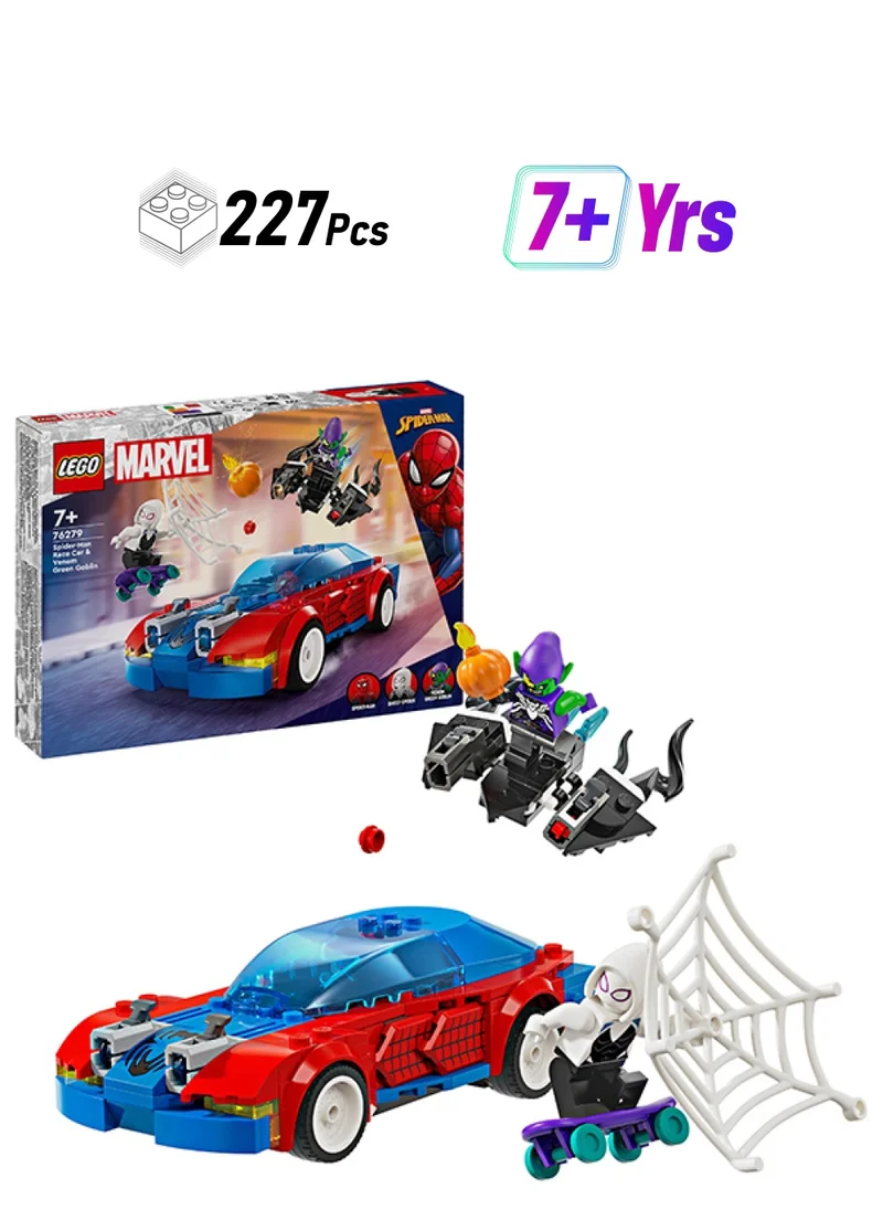 LEGO 76279 Marvel Spider-Man Race Car & Venom Green Goblin Chase Action With Super Hero Minifigures And A Buildable Toy Vehicle, Kids’ Role-Play Gift For Boys And Girls Aged 7 And Over (227 Pieces)