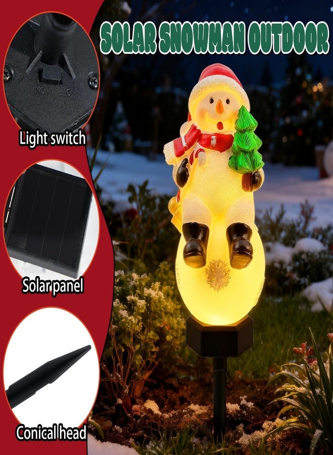 إكساسينين زينة رجل الثلج الشمسية من إكساسينين، مصابيح أرضية مقاومة للماء على شكل رجل الثلج لعيد الميلاد، مناسبة للفناء والحديقة والممرات، وديكورات العطلات الشتوية (عبوة من 3 قطع) - Image 3