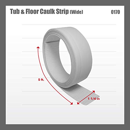 Red Devil 0170 Tub & Floor Caulk Strip (Wide), White 1-1/4" x 5', White - Image 4