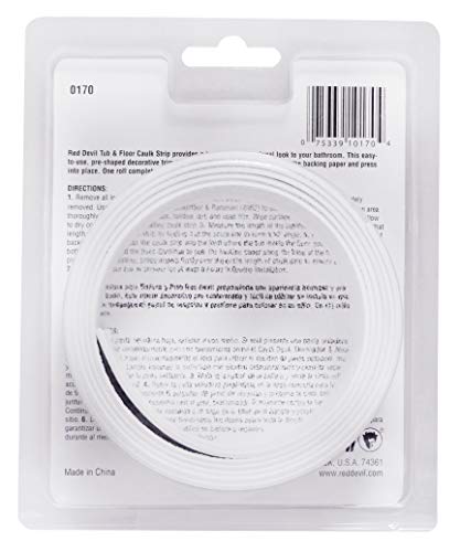 Red Devil 0170 Tub & Floor Caulk Strip (Wide), White 1-1/4" x 5', White - Image 3