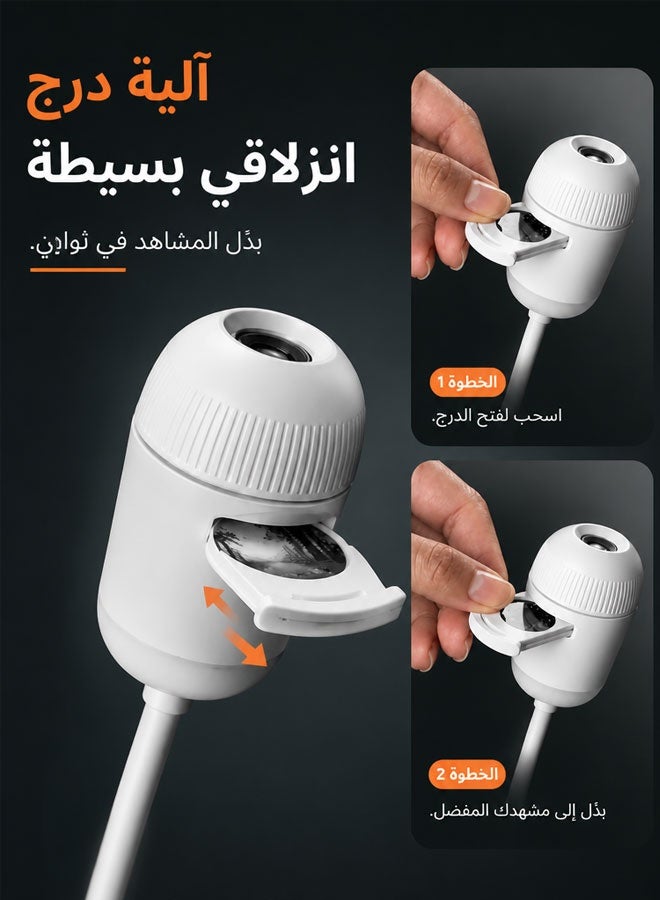 جهاز عرض ليلي ثلاثي الأبعاد 2 في 1 بتصميم مجرة، مزود بـ 12 فيلم عرض، وإضاءة كريستالية زرقاء قابلة للتعديل، ودوران 360 درجة، يعمل بتقنية USB، مصباح جداري صغير محمول بتقنية LED، سهل الاستخدام، مناسب للبالغين والأطفال. - Image 3