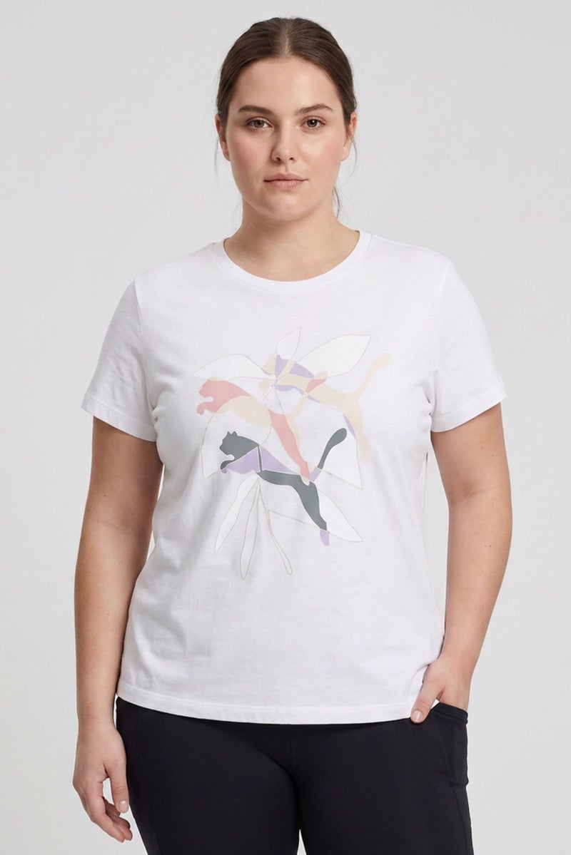 PUMA Women Sportswear Fit Short Sleeve Outdoor T-Shirt, White - Image 1