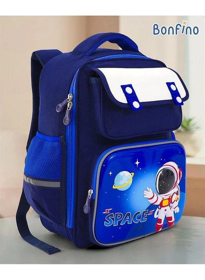 Bonfino Bonfino Space School Bag, Comfortable Padded Straps, Adjustable Fit, Lightweight and Spacious, 8 Years+, Blue - 17 Inches