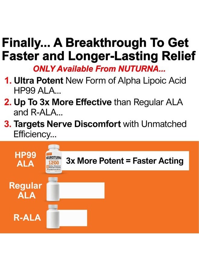 Nuturna Neuropathy Support Supplement with 1200 mg HP-99 Alpha Lipoic Acid - Max Strength ALA Nerve Formula for Feet Hands Fingers Legs - Ultra Potent 18 in 1 Natural Nerve Vitamins - 180 Capsules - Image 3