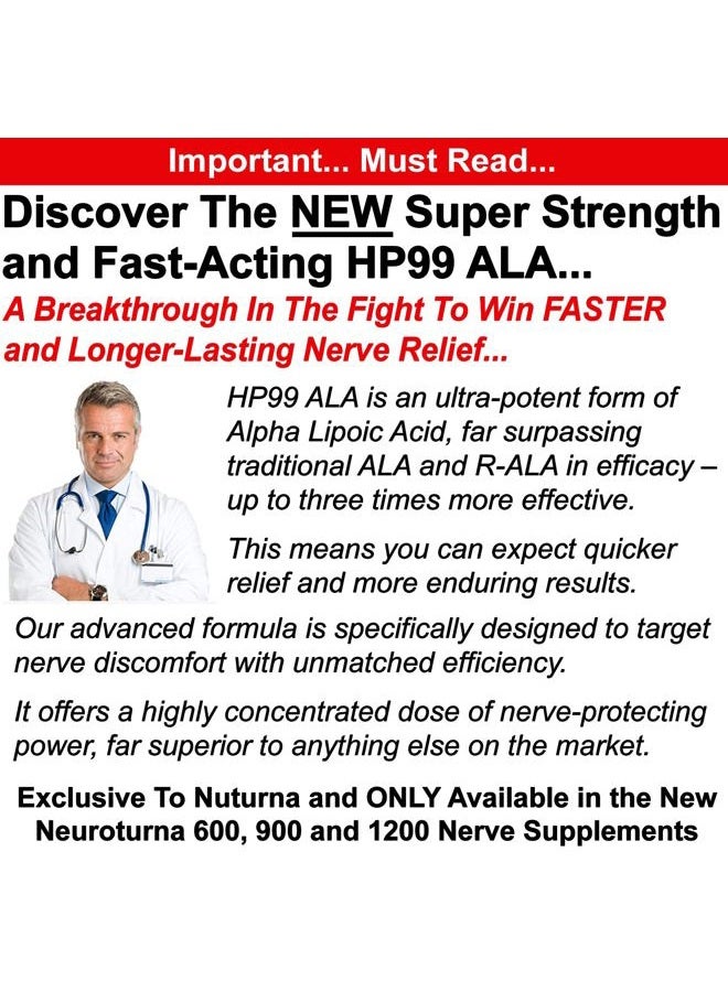 Nuturna Neuropathy Support Supplement with 1200 mg HP-99 Alpha Lipoic Acid - Max Strength ALA Nerve Formula for Feet Hands Fingers Legs - Ultra Potent 18 in 1 Natural Nerve Vitamins - 180 Capsules - Image 2