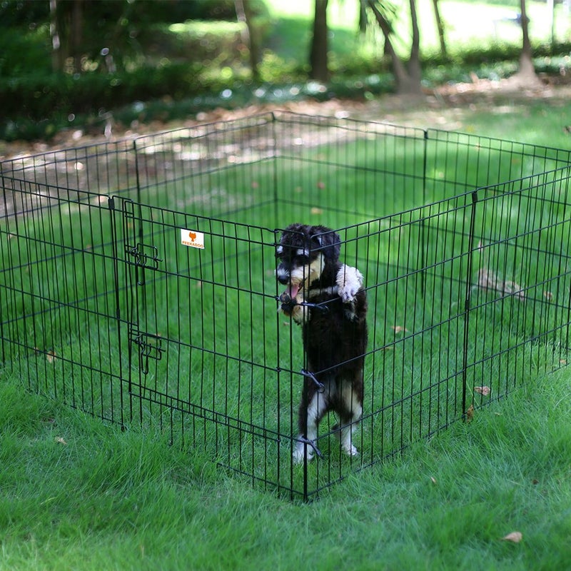 PEEKABOO Dog Pen Pet Playpen Dog Fence Indoor Foldable Metal Wire Exercise Puppy Play Yard Pet Enclosure Outdoor 8 Panels 24 Inch (Only Black playpen) - Image 2
