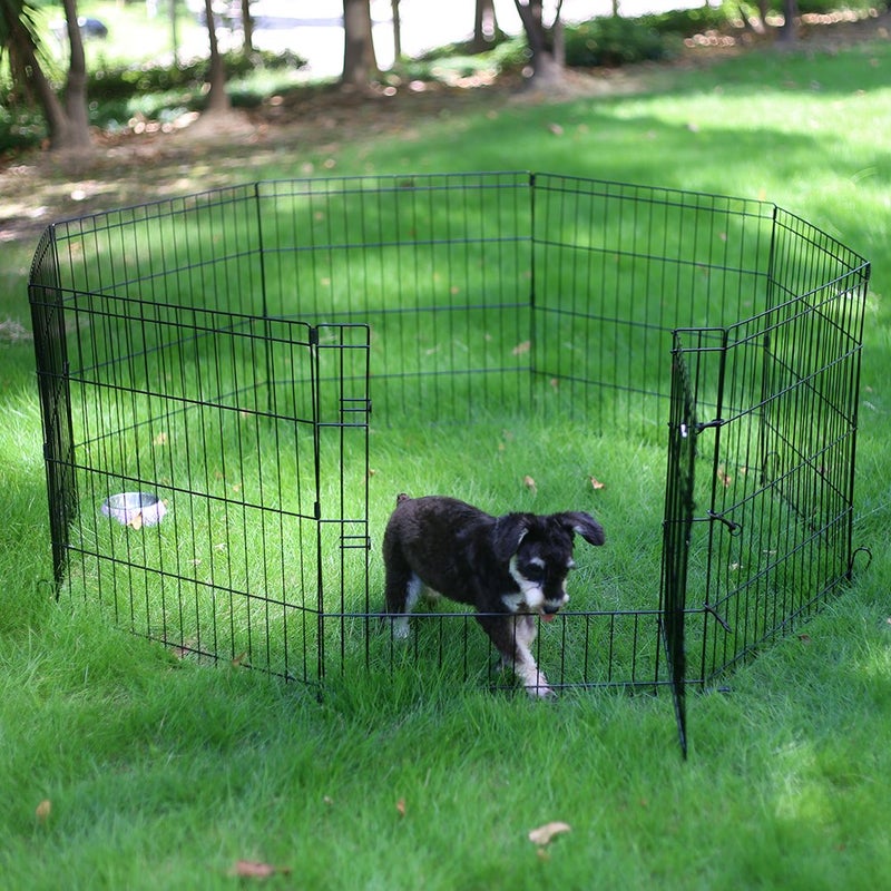 PEEKABOO Dog Pen Pet Playpen Dog Fence Indoor Foldable Metal Wire Exercise Puppy Play Yard Pet Enclosure Outdoor 8 Panels 24 Inch (Only Black playpen) - Image 5
