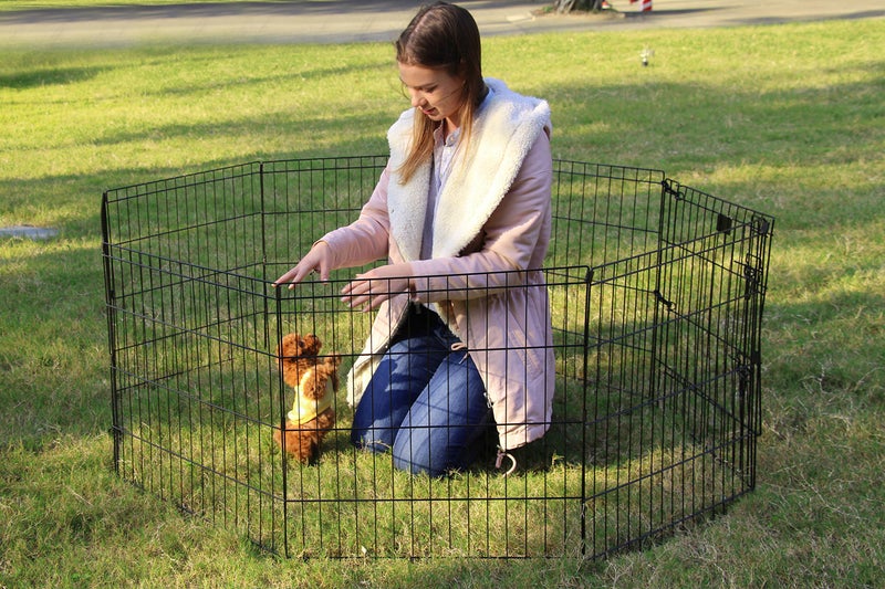 PEEKABOO Dog Pen Pet Playpen Dog Fence Indoor Foldable Metal Wire Exercise Puppy Play Yard Pet Enclosure Outdoor 8 Panels 24 Inch (Only Black playpen) - Image 3