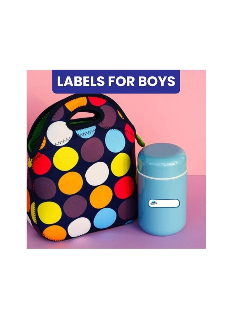 PRINTSHOP4ME - Pack of 10 Design labels for Boys - Stylish Back-to-School Label Stickers for Kids Boys - Waterproof Stickers for Kids - Fun Labels for Water Bottles - Tiffin Boxes - School Stationery - Image 1