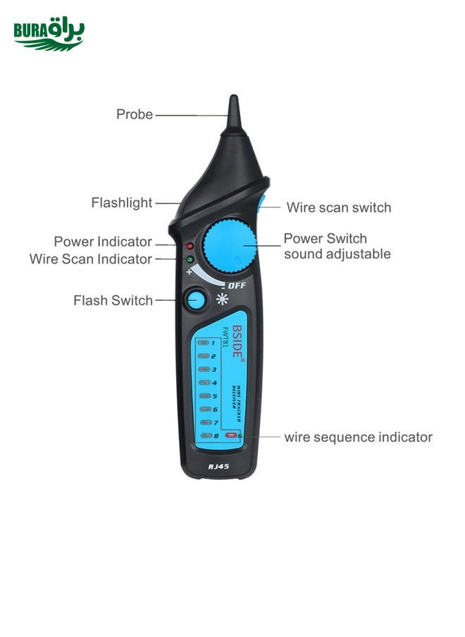 BSIDE FWT81 RJ11 / RJ45 Telephone Wire Tracker Toner Ethernet LAN Network Cable Tester