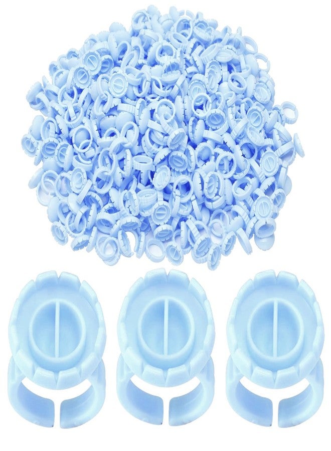 Miuffue Glue Rings for Eyelash Extensions, 300 Pcs Smart Holder Easy Fanning Cups for Volume Lashes, Blue - Image 1