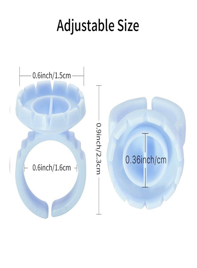 Miuffue Glue Rings for Eyelash Extensions, 300 Pcs Smart Holder Easy Fanning Cups for Volume Lashes, Blue - Image 2