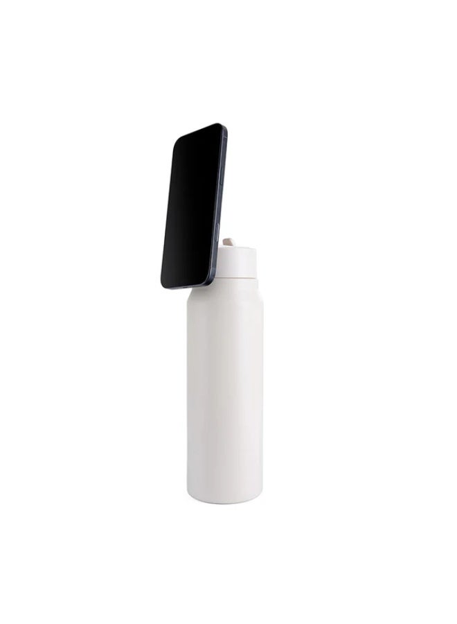 Tank Magnet 1000ml Bottle Smooth Insulated Stainless Steel for Cold Drinks, Leakproof - Cream - Image 3