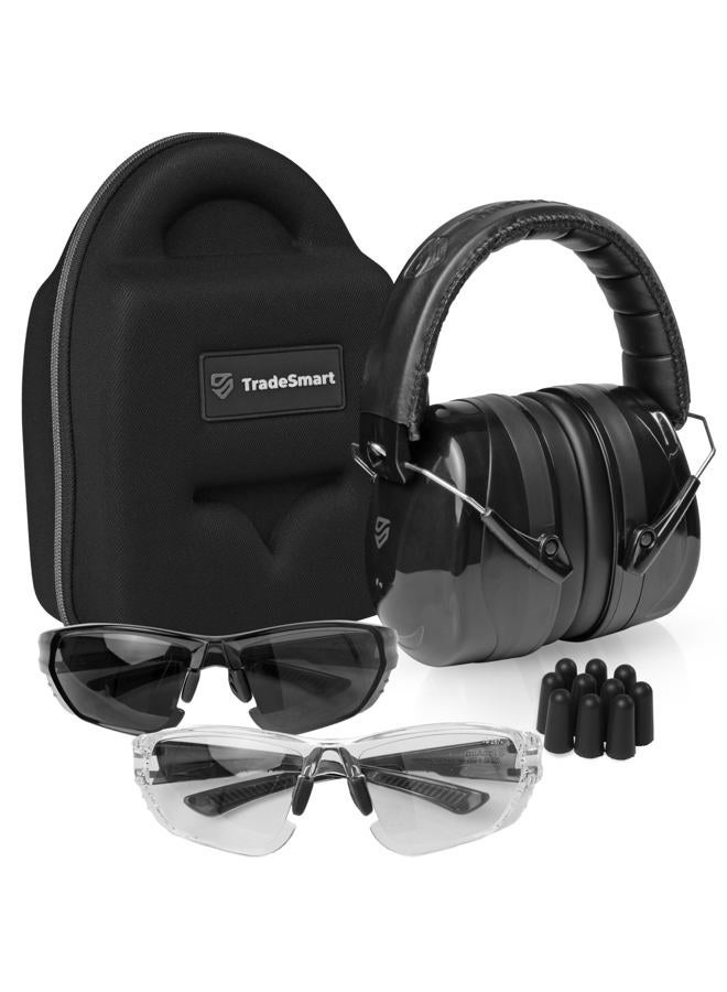 TradeSmart All-in-One Shooting Ear Protection - Comfort+ NRR 28 Earmuffs, Glasses & Earplugs + Carry Case - Image 1