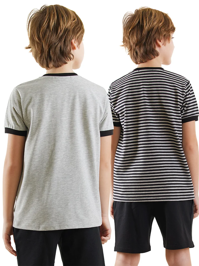 Denokids 2 Pack Boy Black&Grey T-shirts Pirate