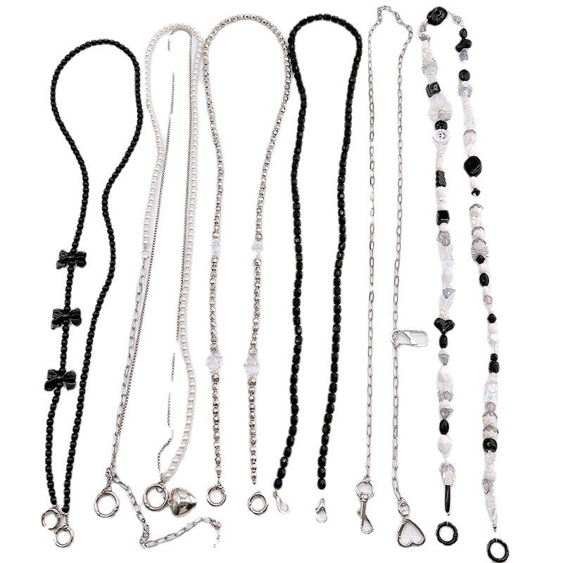Fashion mobile phone chain diagonal chain beaded acrylic shoulder chain mobile phone lanyard bag hanging chain pearl pendant for women - Image 3
