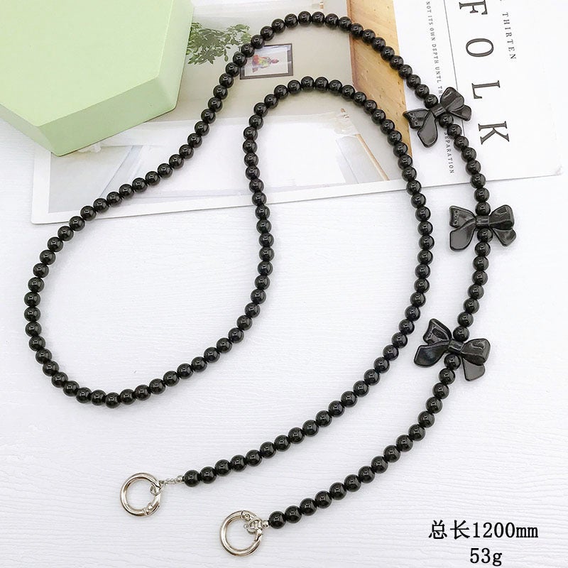 Fashion mobile phone chain diagonal chain beaded acrylic shoulder chain mobile phone lanyard bag hanging chain pearl pendant for women - Image 5