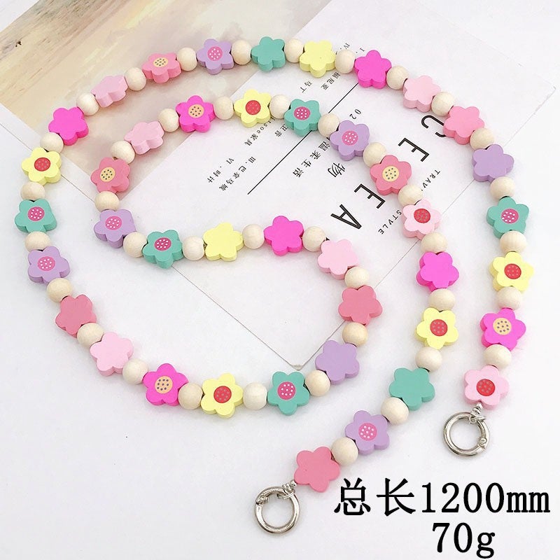 Fashion mobile phone chain diagonal chain beaded acrylic shoulder chain mobile phone lanyard bag hanging chain pearl pendant for women - Image 4