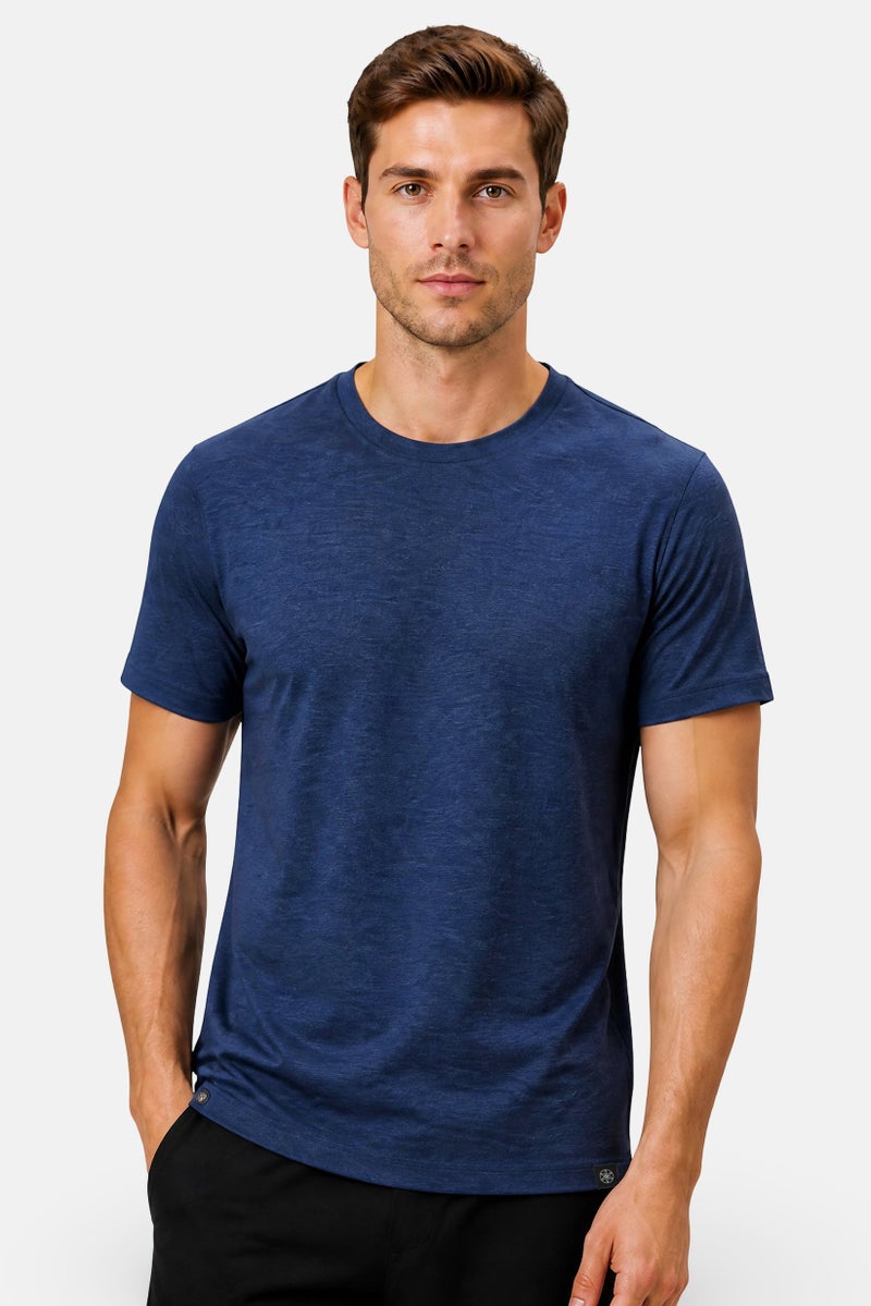 Gaiam Men Slim Fit Short Sleeve Training T-Shirt, Blue - Image 1