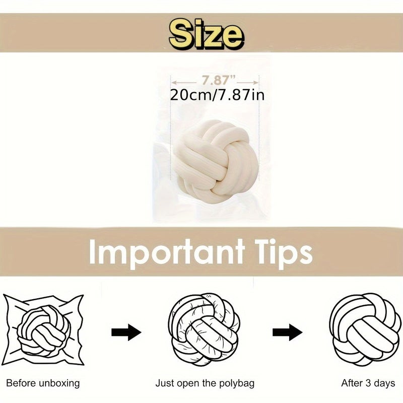 White Knot Ball Throw Pillow 7.87inch Wedding Birthday Party Gift - Image 4