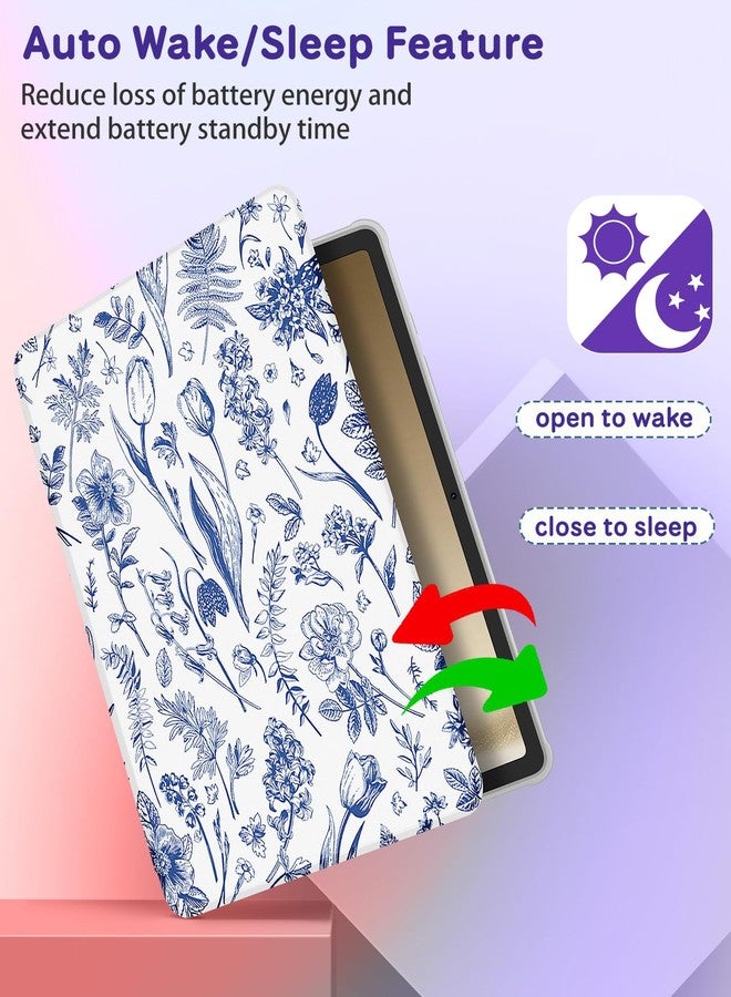 Kidcube for Samsung Galaxy Tab A9 Plus Case 11 Inch for Women Girls Cute Folio Cover with Pencil Holder Floral Flower Pretty Girly Design Rotating Stand for Tab A9+ Plus Tablet Case SM-X210/X216/X218 - Image 5