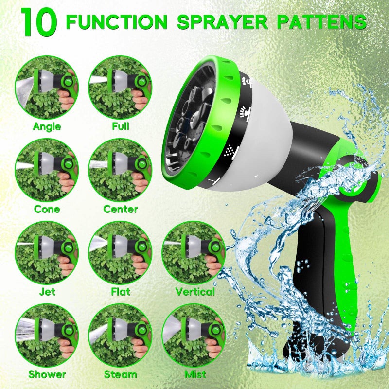 Junredy Garden Hose 50 FT, NON-EXPANDABLE Heavy-Duty Flexible & Lightweight Water Hose with 10-Function Nozzle, No-Kink, Leak-Proof Super Fabric, Solid Fittings for Lawn, Car, Outdoor (Black Blue) - Image 5