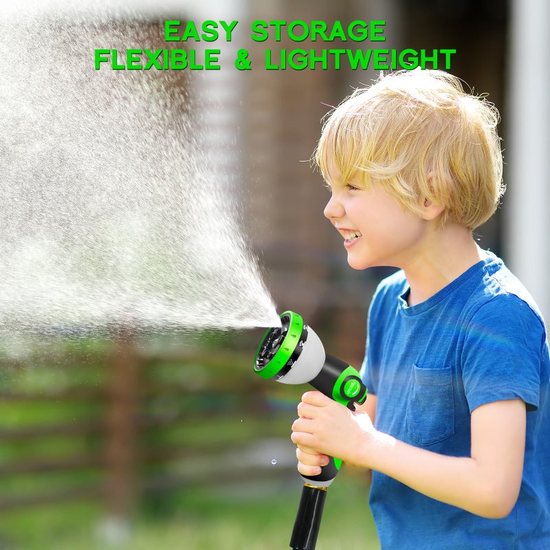 Junredy Garden Hose 50 FT, NON-EXPANDABLE Heavy-Duty Flexible & Lightweight Water Hose with 10-Function Nozzle, No-Kink, Leak-Proof Super Fabric, Solid Fittings for Lawn, Car, Outdoor (Black Blue) - Image 3