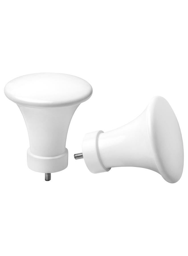 Zaboon Finials, 1 Pair, Metal/White - Image 1