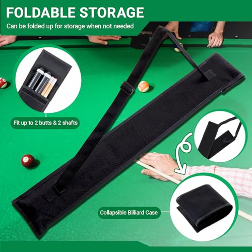 Sosation Black Pool Cue Case 2 x 2 Pool Stick Case for Holding 2 Butts 2 Shafts 32 Long Soft Billiard Cue Sling Bag for Men and Women - Image 3