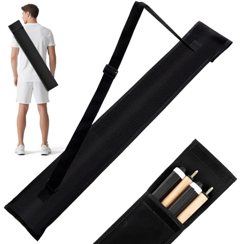 Sosation Black Pool Cue Case 2 x 2 Pool Stick Case for Holding 2 Butts 2 Shafts 32 Long Soft Billiard Cue Sling Bag for Men and Women - Image 1