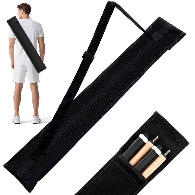 Sosation Black Pool Cue Case 2 x 2 Pool Stick Case for Holding 2 Butts 2 Shafts 32 Long Soft Billiard Cue Sling Bag for Men and Women - Image 2