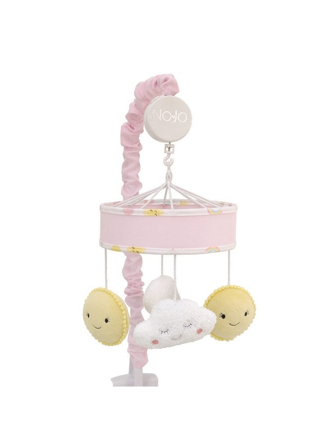 NoJo Happy Days Pink, Yellow and White Plush Sun and Clouds Musical Mobile - Image 1