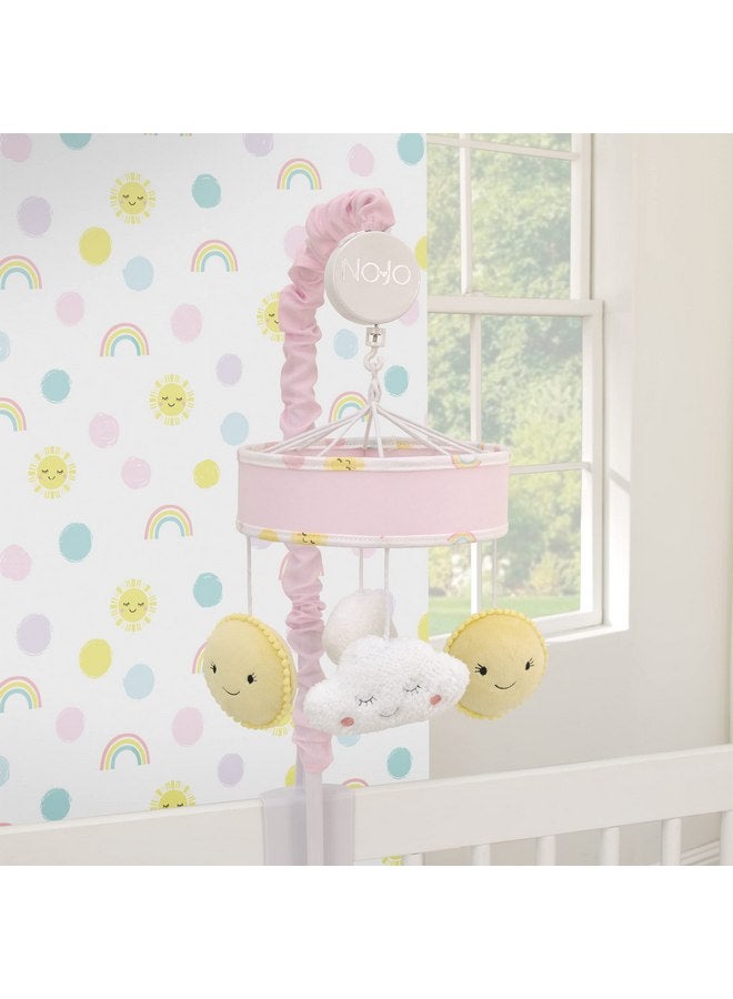 NoJo Happy Days Pink, Yellow and White Plush Sun and Clouds Musical Mobile - Image 2