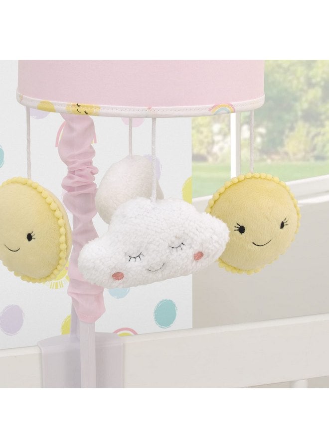 NoJo Happy Days Pink, Yellow and White Plush Sun and Clouds Musical Mobile - Image 3